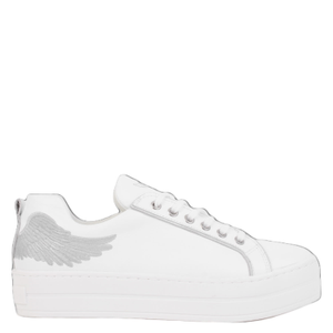 Angel's Sneak - Flatform In White With Silver Wing (5 UK)
