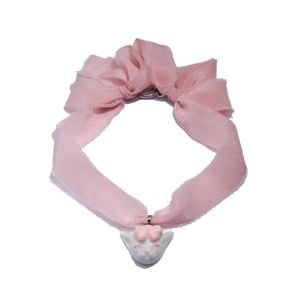 Angry Puss Baby Pink Silk Necklace Choker (one size)