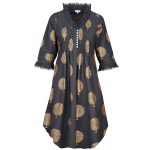 Annabel Cotton Tunic In Charcoal Grey & Gold (4XL)