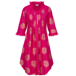 Annabel Cotton Tunic In Fuschia & Gold (M)