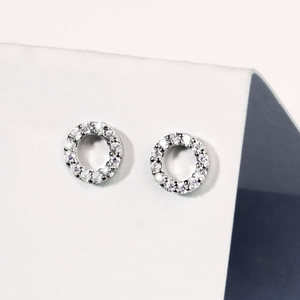 Signature Silver CZ Small Circle Earrings