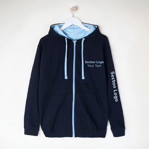 Personalised Zip-Up Hoodie - Bold / Contrast-L-Navy