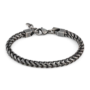 Beyond Stainless Steel Vintage Black Fishbone Chain Bracelet
