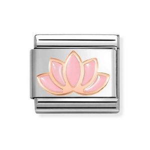 Classic Rose Gold Pink Lotus Flower Charm