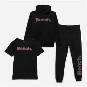 Bench Boys Pozit Three Pack T-Shirt Hoodie And Joggers Set Black