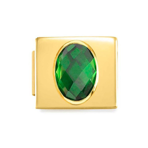 GLAM Gold Green Faceted Oval CZ Charm