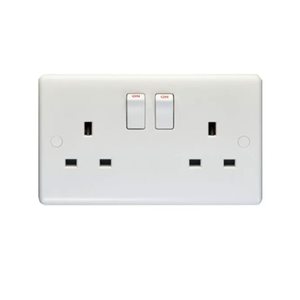 Eurolite PL4060 Enhance White Plastic 2 Gang 13A 1 Pole Switched Socket