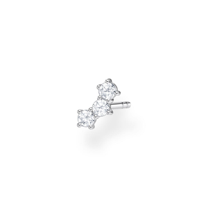 Silver Three Stone Single Ear Stud