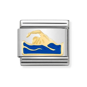 Classic Gold & Enamel Swimmer Charm