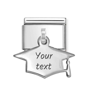 Classic Silver Graduation Hat Pendant Charm
