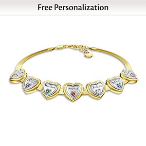All My Love Personalized Family Herringbone Charm Bracelet