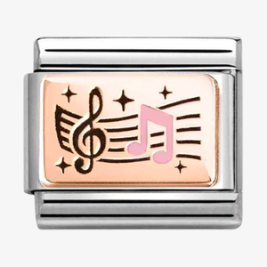 Nomination Stainless Steel 9ct Rose Gold Black & Pink Musical Notes Charm 430204/06