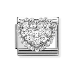 Classic Silver CZ Dot Heart Charm