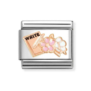 Classic Rose Gold Notepad with Flowers Charm