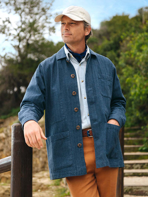 Blue Herringbone Chore Jacket
