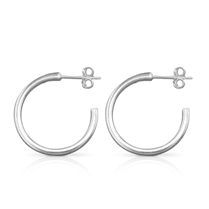 Signature Silver Simply Plain Hoop Earrings