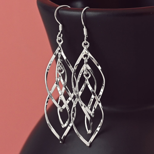 Portrait Sketch Silver Spiral Oval Earrings