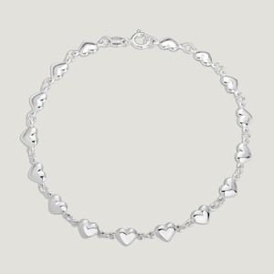 CANDY Love Silver Small Puffed Hearts Bracelet