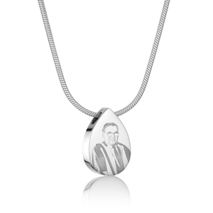 Silver Teardrop Urn Photo Necklace