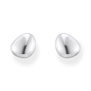 Silver Rounded Organic Shape Stud Earrings
