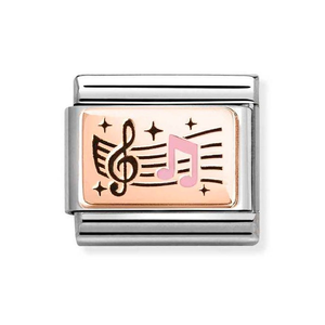 Classic Rose Gold Treble Clef & Beam Note Charm