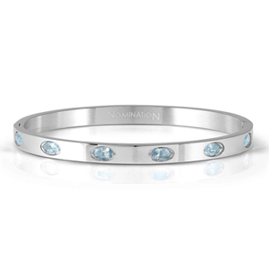 Pretty Stainless Steel Blue Oval CZ Bangle
