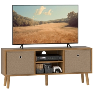 HOMCOM TV Cabinet Stand Unit for TVs up to 50'' with Foldable Drawers, Entertainment Centre for Living Room Brown