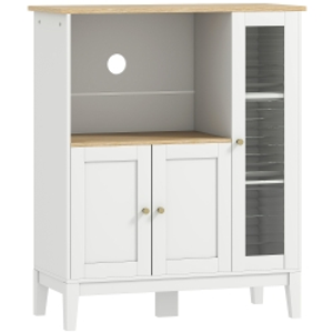 HOMCOM Mueble Auxiliar de Cocina Moderno con Estantes 3 Puertas y Sistema Anti-vuelco 80x35x97 cm Blanco