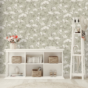 Holden Decor Eleganza Petalina Floral Sage Wallpaper - 36401