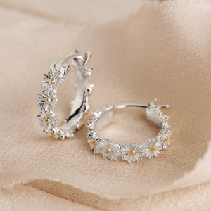 Tempest Meadow Silver & Gold Plated Daisy Chain Hoop Earrings