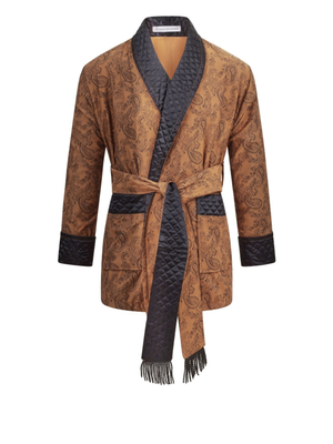 Midas Short Velvet Smoking Jacket in Gold