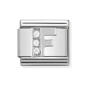 Classic Silver & CZ Letter F Charm