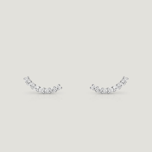 CANDY Cane Silver CZ Curve Stud Earrings
