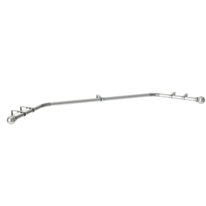 Ball Finial Curved Bay Window 3 Sided Curtain Pole - 28mm Eyelet - 4000mm - Satin Silver  - Classic Cup Bracket