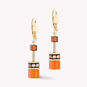 Classic GEOCUBE Earrings Gold Plated Orange Brown