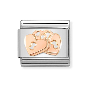 Classic Rose Gold Padlock Hearts Charm