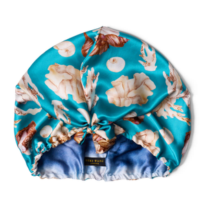 Aqua Coral Printed Silk Turban