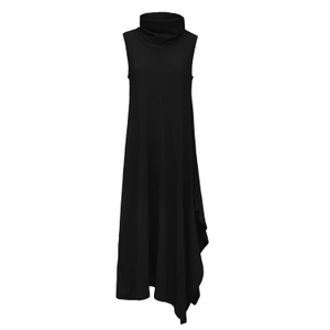 Asymmetrical Sleeveless Long Dress Black (M)