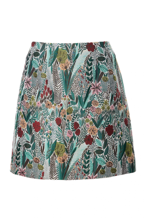 Aubin Jungle Jacquard A-Line Mini Skirt - Green (L)