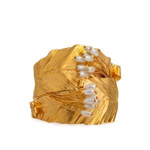 Aurum Cascade Gold Plated Bracelet With White Pearls