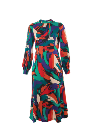 Avion Hofmann Print Long Sleeve Midi Dress (M)