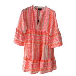 Aztec Neon Orange & Pink Dress (M)