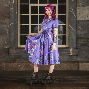 Bleeding Heart Floral Swing Dress (Purple)