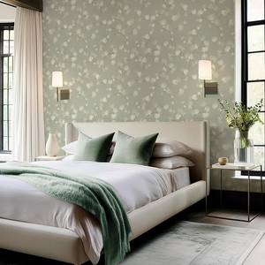 Belgravia Decor Valentino Pine Tree Sage Metallic Wallpaper - 1936
