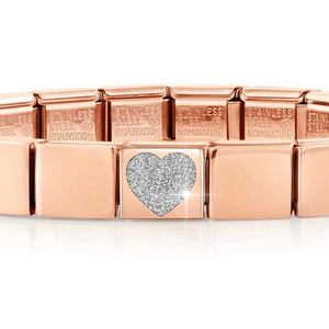 GLAM Rose Gold Glitter Heart Bracelet