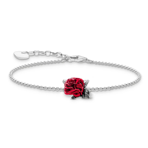 Silver Red Victorian Rose Bracelet