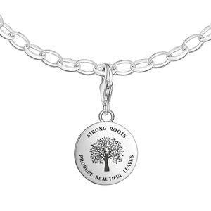 Silver Strong Roots Disc Charm Bracelet
