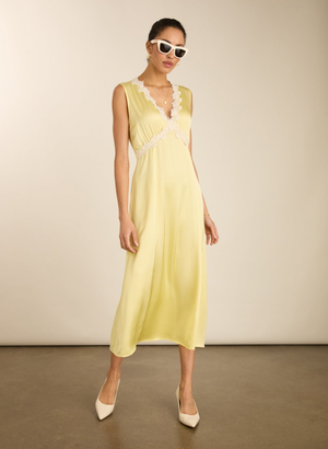 Marcella Satin Midi Dress - UK 16 | EU 42 | US 12 / Butter Yellow