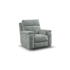Selby Power Recliner Armchair in Plush Silver Fabric