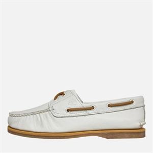Timberland Mens Classic Leather Boat Shoes White Full Grain